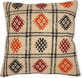 Echt Vintage Kelim kussenhoes-40x40-Handgemaakt-authentiek