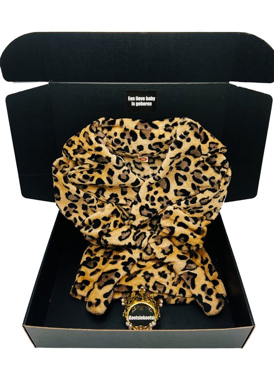 Kraamcadeau Luipaard baby badjas - kraamkado - leopard kraampakket - tijgerprint kraamcadeau kleine diva - Rechtstreeks versturen als cadeau