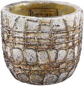 Albin White cement pot craquelé finish rond XS