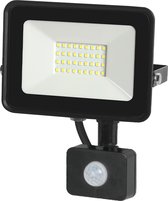 LED schijnwerper aluminium - 30W - 2400 lumen - Buitenlamp met sensor - Tuinverlichting met sensor - Schijnwerper met bewegingssensor - Zwart