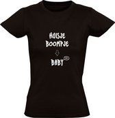 Huisje Boompje Baby | Dames T-shirt | Zwart | Zwangerschap | In verwachting | Kleintje | Gezin | Familie