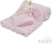 Soft Touch - Geschenkset - Baby Knuffeldeken (75x100 cm) & Eenhoorn Knuffeldoek - Lavendelroze