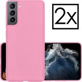 Samsung Galaxy S22 Hoesje Back Cover Siliconen Case Hoes - Licht Roze - 2x