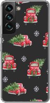 Geschikt voor Samsung Galaxy S22 hoesje - Kerst - Kerstboom - Auto - Design - Siliconen Telefoonhoesje