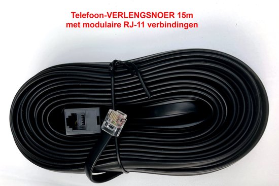 Telefoon VERLENGSNOER voor modulaire telefoonkabel - 15m - 4-aderig |  bol.com