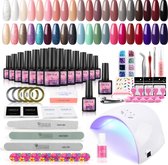 Gellak starterspakket - 40 kleuren - Basecoat - Topcoat - Gellak - Gellakset - Nagelset - Gelnagels - Nagellak - Gelnagel kit - UV lamp 36W - LED - Manicure set - 40 kleuren gel po