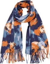 Lange Warme Dames Sjaal - Bloemenprint - Blauw - 180 x 70 cm (3#)