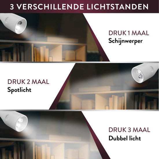 GEON Neklamp - Nekleeslamp - Oplaadbaar - Neklampje - Leeslamp - Leeslampje - Voor boek - Haakwerk - Leeslampje slaapkamer - Wit van GEON — afbeelding 4