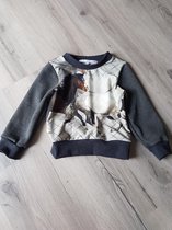 Sweater paarden - meisjes - grijs - maat 98/104