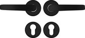 AXA Binnendeurbeslag set (Curve Klik) Zwart geslepen: Kruk (model Curve) op rozet met cilindergat