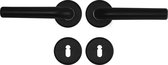 AXA Binnendeurbeslag set (Curve Klik) Zwart geslepen: Kruk (model L) op rozet met sleutelgat