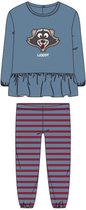 Woody pyjama baby meisjes - blauw - wasbeer - 212-3-WPG-V/858 - maat 68