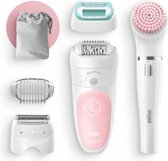 Braun 5875 Epilator - Scheerapparaat - Epileerapparaat Dames - Gezichtsreiniger - Wit/Roze