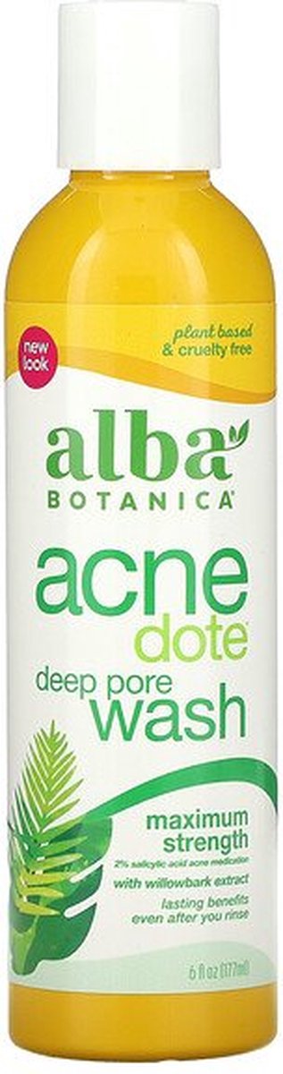 Alba Botanica, Acne Dote, Deep Pore Wash, Oil-Free, 6 fl oz (177 ml) - 2% Salicylic Acid Acne