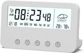 BOTC Digitale Wekker - Alarm Klok met Temperatuur, Kalender en LED Verlichting - Wit-AEB00101