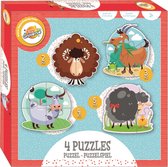 Kinderpuzzel - 4 Puzzels - Koeien - Schapen - Geiten