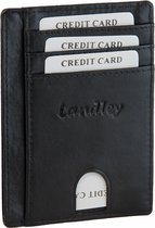 Landley Slim Wallet Heren Creditcardhouder - 7 Pasjes en Briefgeld - Mannen Kaarthouder - Nappa Leer - Zwart