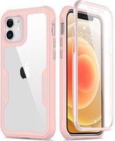 Hoogwaardige Schokbestendig 360 Graden Transparant/Roze hoesje - Geschikt voor iPhone 11 - 360 graden voor en achter bescherming case - Stevig en Volledig bescherming Case - Screen