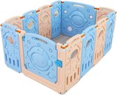 Speelbox -Kinderbox - Babybox- Boxen-Speelpen - Ballenbak - Grondbox - Kruipbox - voor Peuter en kind - Afscherming - met zuignappen - 90x 120cm - 10 hekjes - 1 poort met slot - 1 speelmuur