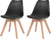 2 Moderne kunststof eetkamerstoelen stoelen met zachte lederen zitting - zwart - black - ergonomische kuipstoelen - Palerma Design - ergonomisch - stoel - zetel - zacht - leer - wo