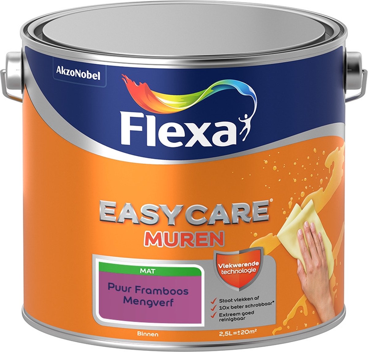 Flexa Easycare Muurverf - Mat - Mengkleur - Puur Framboos - 2,5 liter