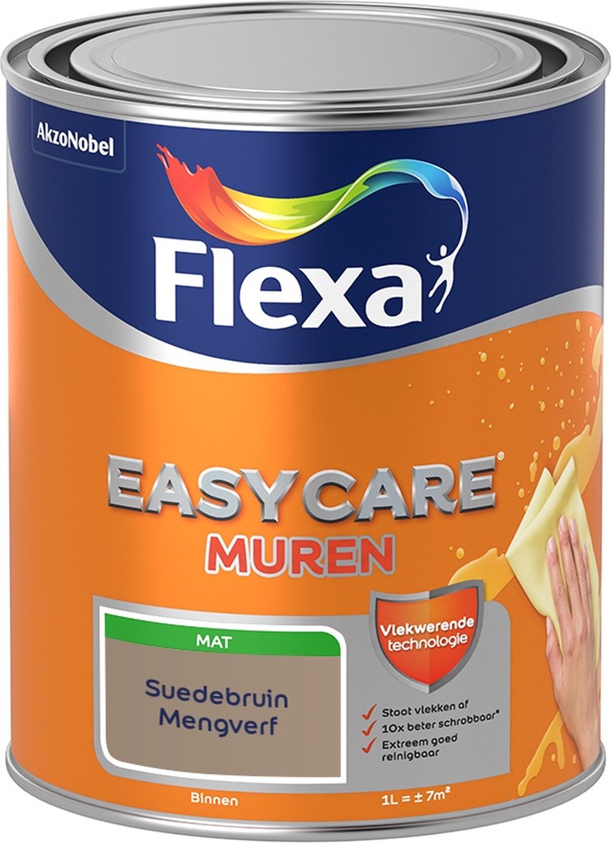 Flexa Easycare Muurverf - Mat - Mengkleur - Suedebruin - 1 liter