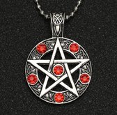 Pentagram Ketting | Pentagram sieraden - gothic sieraden -pentakel ketting rood | Gift | Cadeau-ketting voor vriend - valentijn cadeau-Ster ketting met steentje-kerst cadeau -kerst