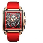 WiseGoods Luxe Heren Horloge Siliconen Band - Horloges Voor Mannen - Cadeau Voor Man - Mannenhorloge - Kleding Accessoires - Rood