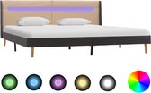 Decoways - Bedframe met LED stof crème 180x200 cm