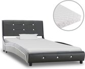 Decoways - Bed met matras kunstleer grijs 90x200 cm