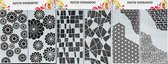 Set Dutch Doobadoo Slimline Mask stencils - Flowers-Mosaic Line-Cracked Patterns