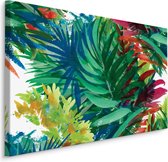 Schilderij - Kleurrijke tropische bladeren (print op canvas) premium print