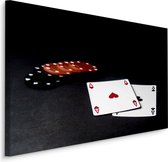 Schilderij - Pokerfiches en speelkaarten, premium print