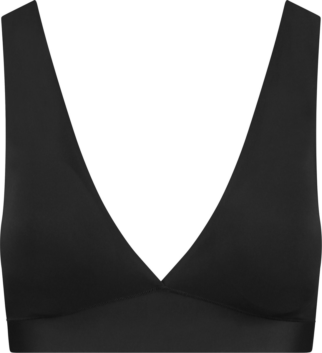 Bye Bra Deep Plunge Bralette, zonder beugel, lichte ondersteuning met brede bandjes, uitneembare vulling, naadloze shapewear voor laag uitgesneden outfits, beige en zwart (VK, Alpha, XL, Regular, Regular, Standard, Black)