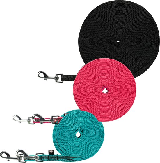 Trixie hondenriem sleeplijn met rubber turquoise (5 MTR X 1,5 CM)