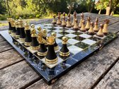 Premium handgemaakt schaakset, unieke metalen, marmeren en plexy schaakstukken, schaakset,  schaakfiguren, schaakbord, schaakset