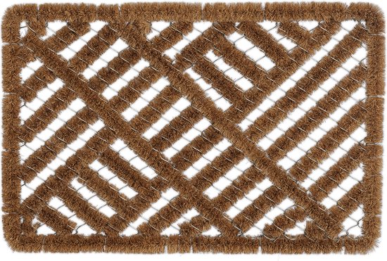 Relaxdays Paillasson fil métallique - tapis de noix de coco - tapis de pied - métal - noix de coco - tapis de brosse