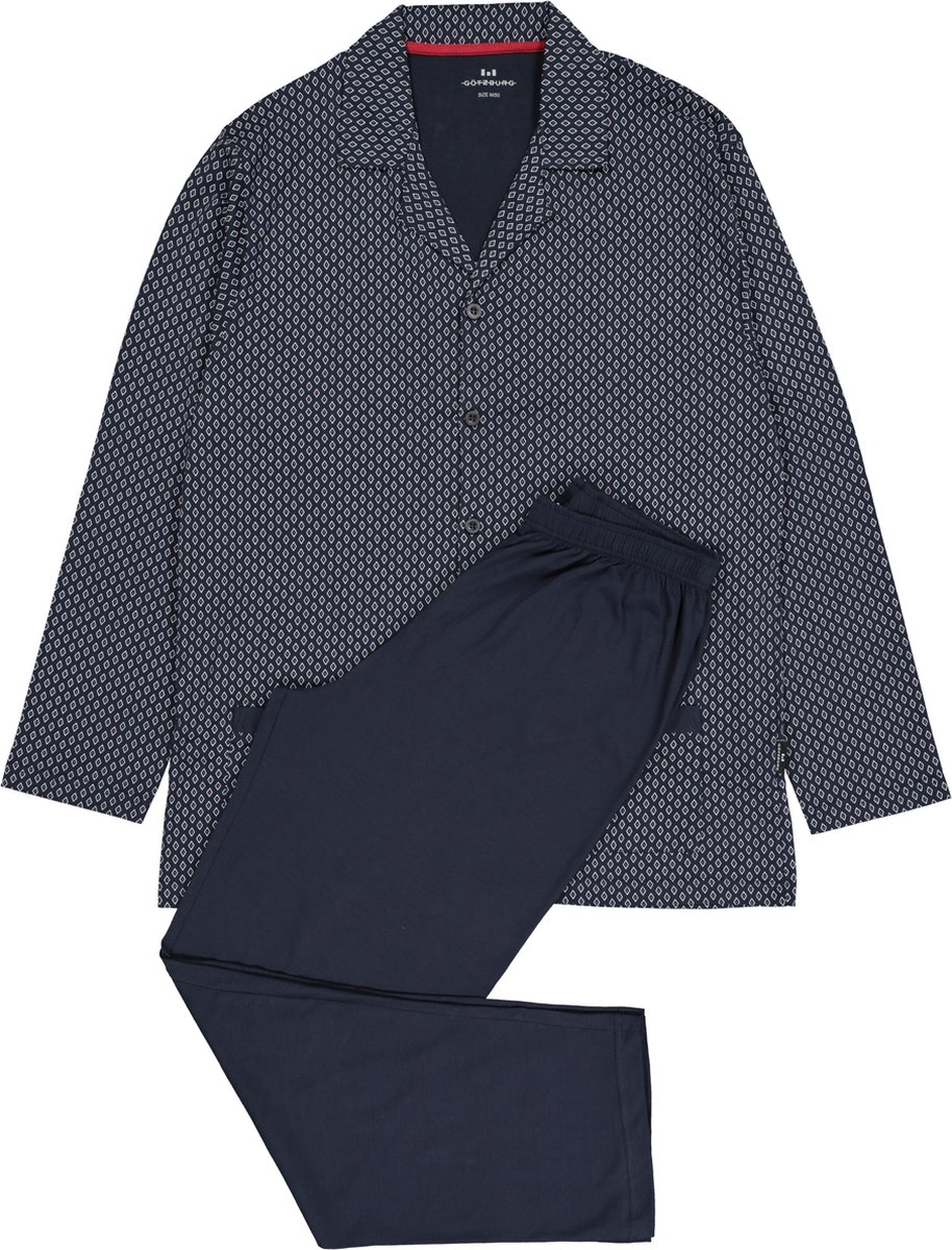 Götzburg Gotzburg heren pyjama met knoopjes - blauw met rood en wit dessin
