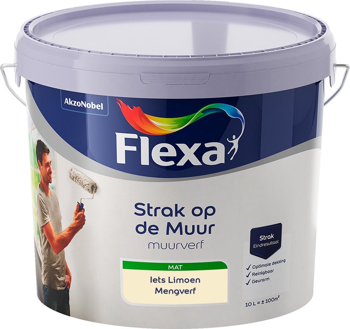 Flexa Strak op de Muur Muurverf - Mat - Mengkleur - Iets Limoen - 10 liter
