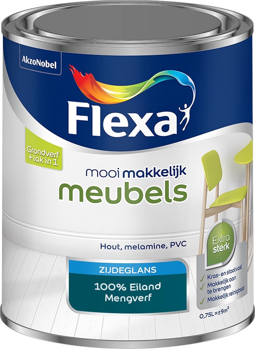 Flexa Mooi Makkelijk Verf - Meubels - Mengkleur - 100% Eiland - 750 ml