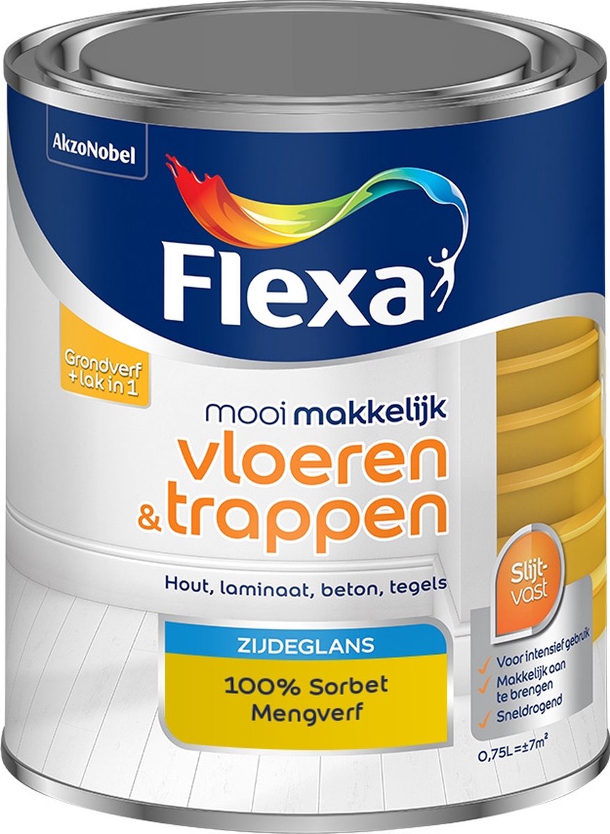 Flexa Mooi Makkelijk Verf - Vloeren en Trappen - Mengkleur - 100% Sorbet - 750 ml