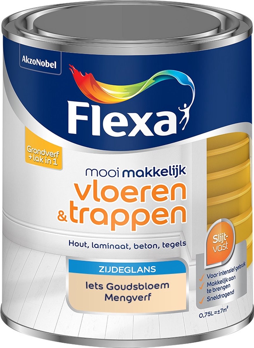 Flexa Mooi Makkelijk Verf - Vloeren en Trappen - Mengkleur - Iets Goudsbloem - 750 ml