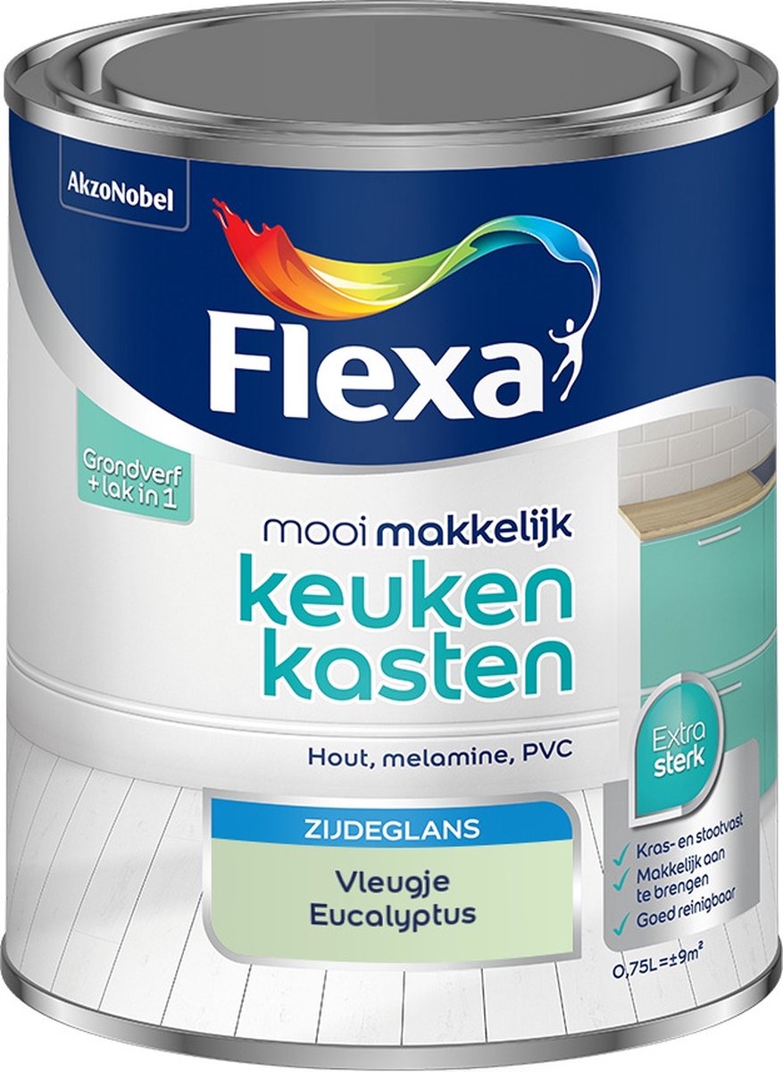 Flexa Mooi Makkelijk Verf - Keukenkasten - Mengkleur - Vleugje Eucalyptus - 750 ml