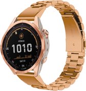Stalen Smartwatch bandje - Geschikt voor  Garmin Fenix 7s stalen band - rosé goud - Strap-it Horlogeband / Polsband / Armband