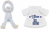 Slingeraap met naam - Knuffel - blauw - baby cadeau