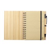 Bamboe Notebook - A5 - notitieboekje met pen - 80 vel gerecycled - gelinieerd