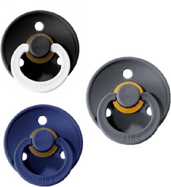 Bibs Fopspeen 3 stuks 618 maanden Glow in the Dark Black, Deep Space