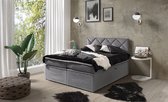 WOONENZO - Boxspring Brussels - grijs (180 cm) - boxspring 160x200 - boxspring met opbergruimte