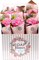 Zeep Bloemen - Grote Anjers - Roze - 6 Stuks - 30x12x8cm