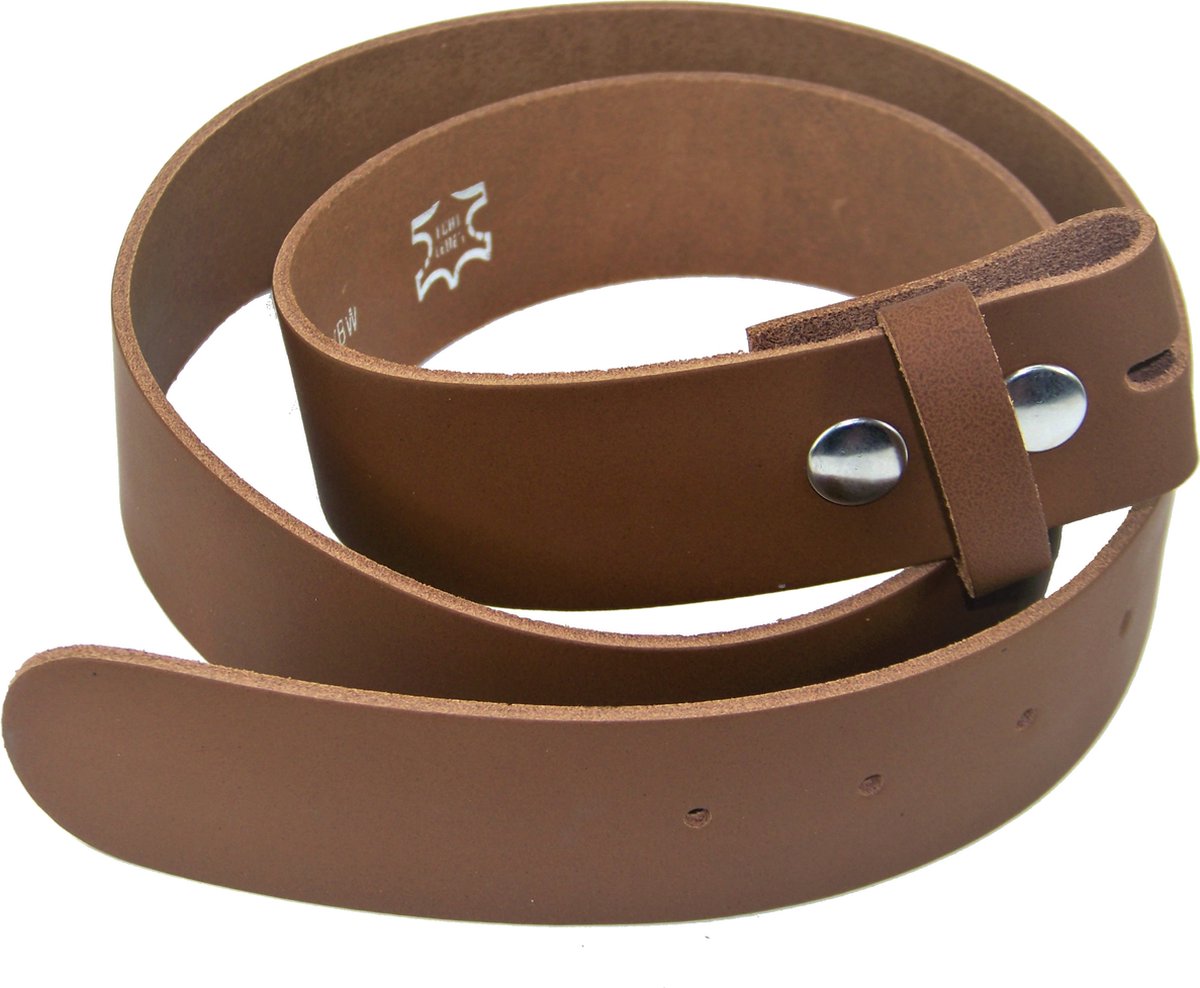 Leren wisselriem zonder gesp, Cognac, taillemaat 115 cm.